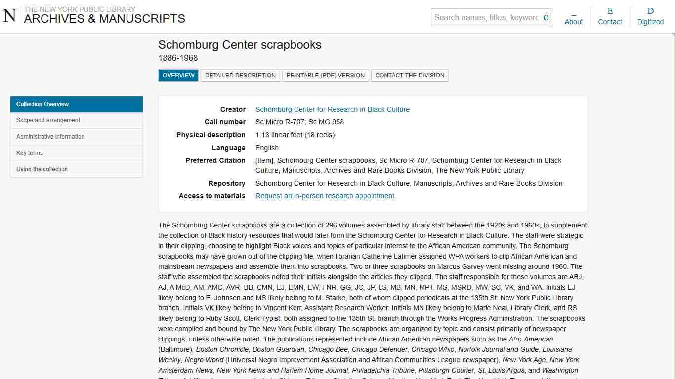 archives.nypl.org -- Schomburg Center scrapbooks